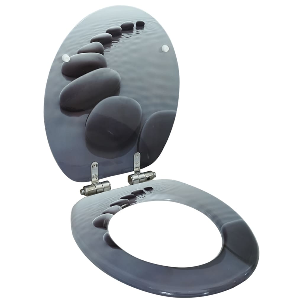 vidaXL Asiento Inodoro con Tapa de Cierre Suave MDF Tapa de Váter WC Diseño Flamenco,  Bambú,  concha y mas