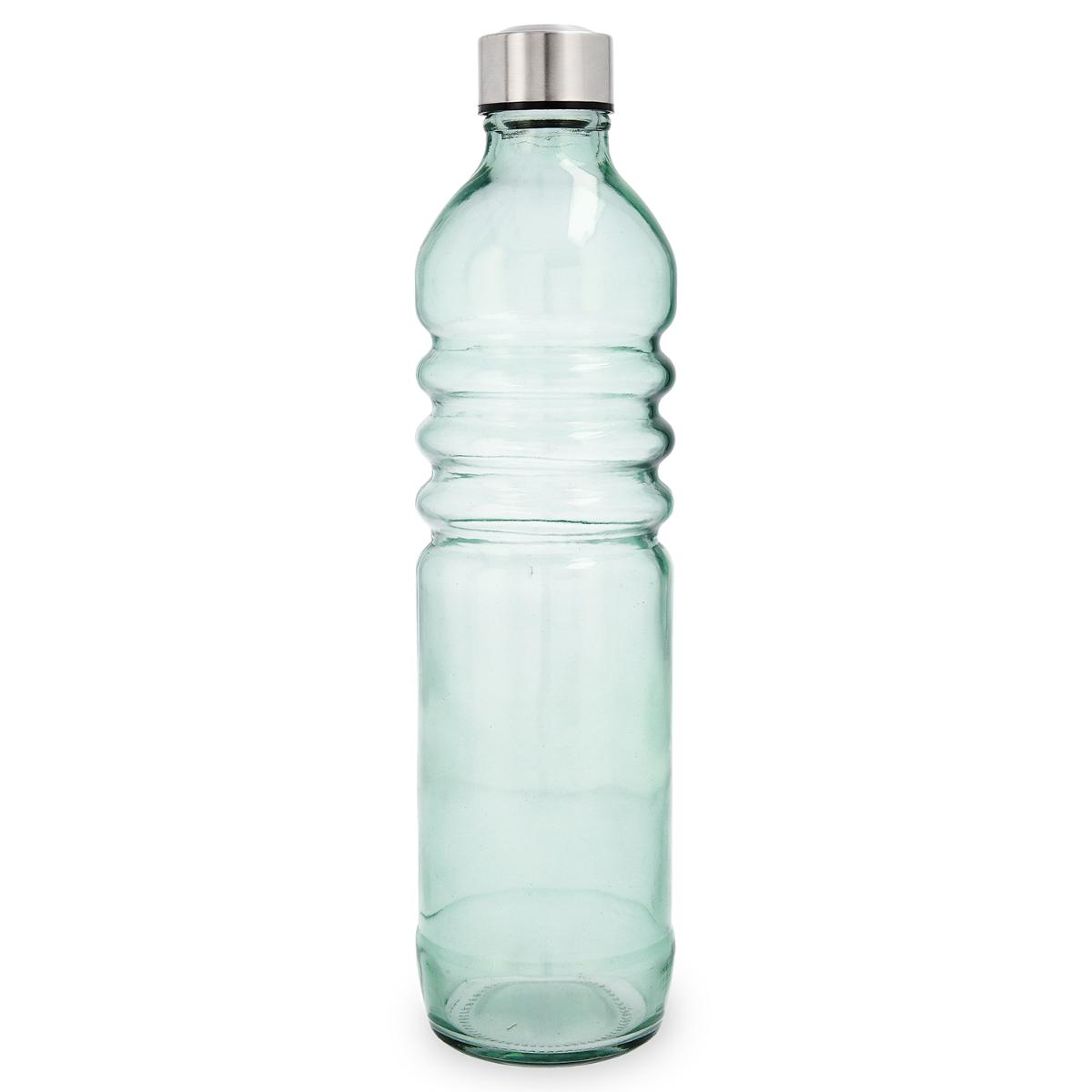 QUID FRESH Botella Mesa Vidrio Con Tapón 1,25L Verde Brillo Fácil de limpiar Reciclable