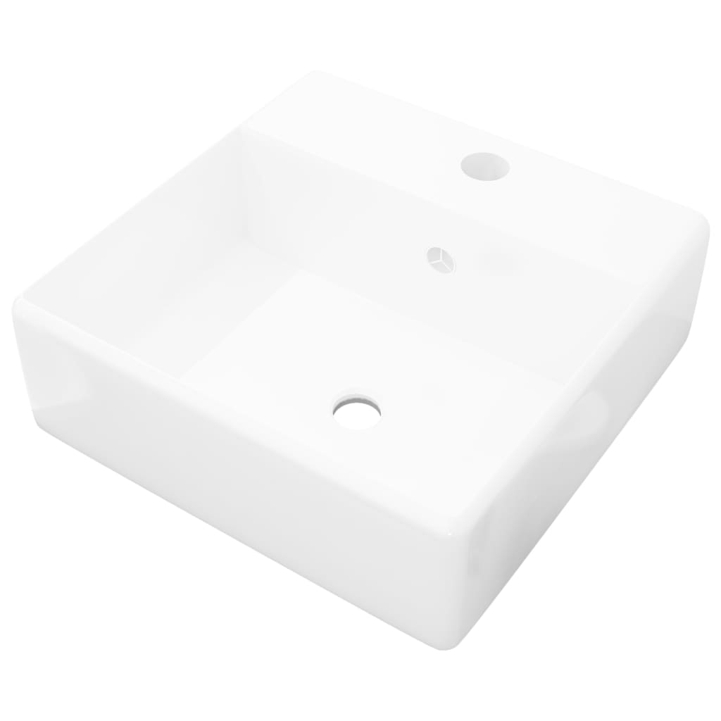 vidaXL Lavabo con Rebosadero 41x41x15 cm Cerámica Dorado Sanitario Grifería Color Blanco,  Dorado,  Plateado y mas