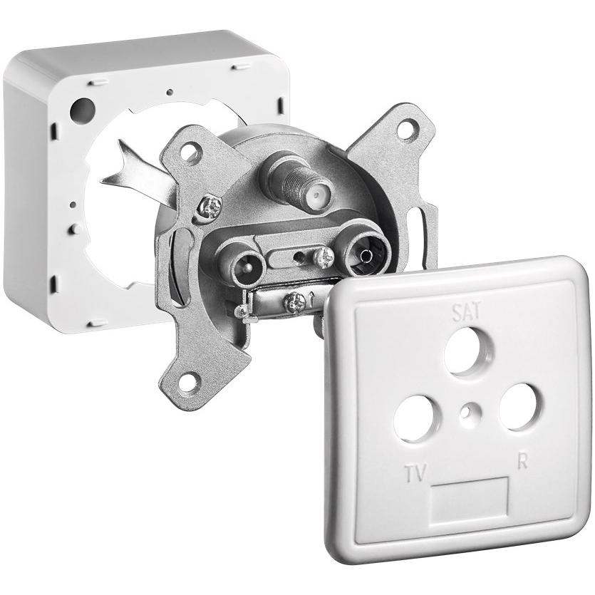 Goobay 68852 toma de corriente TV + SAT Plata, Blanco