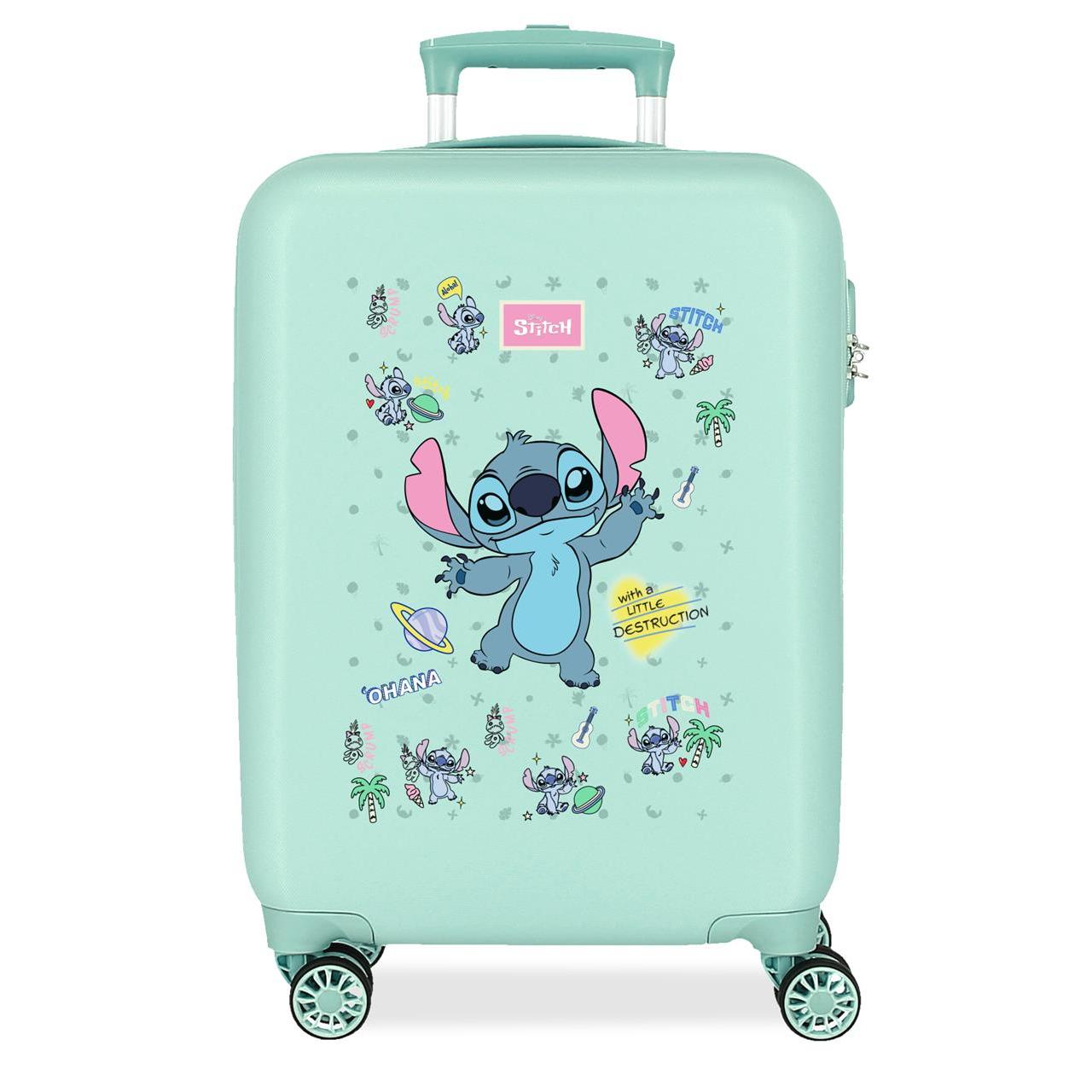 Maleta de cabina Disney Stitch little destruction turquesa 55x38x20cm
