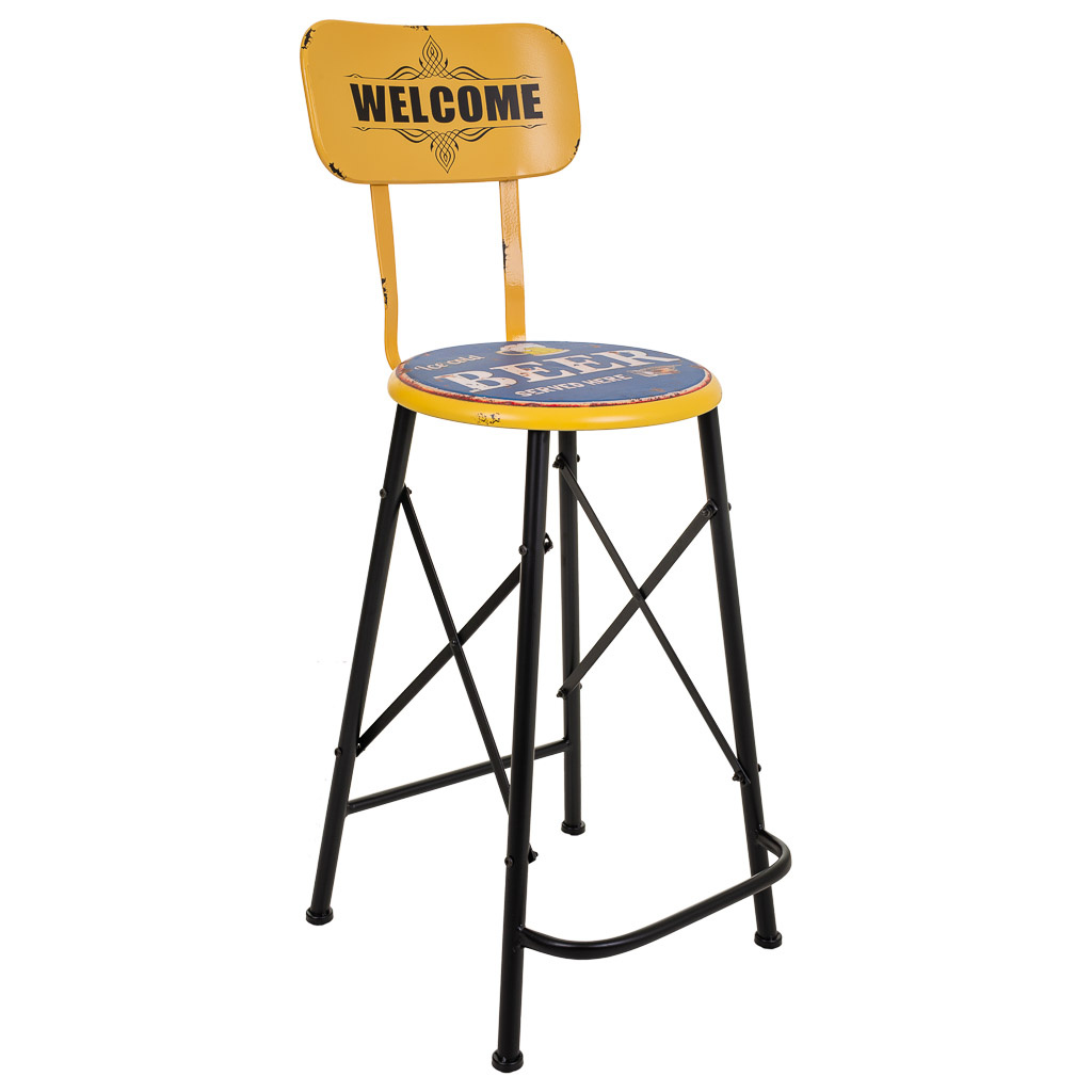 Wonderlust Deco - Taburete de metal amarillo 46x100x40 cm Amarillo 46x40x100h cm