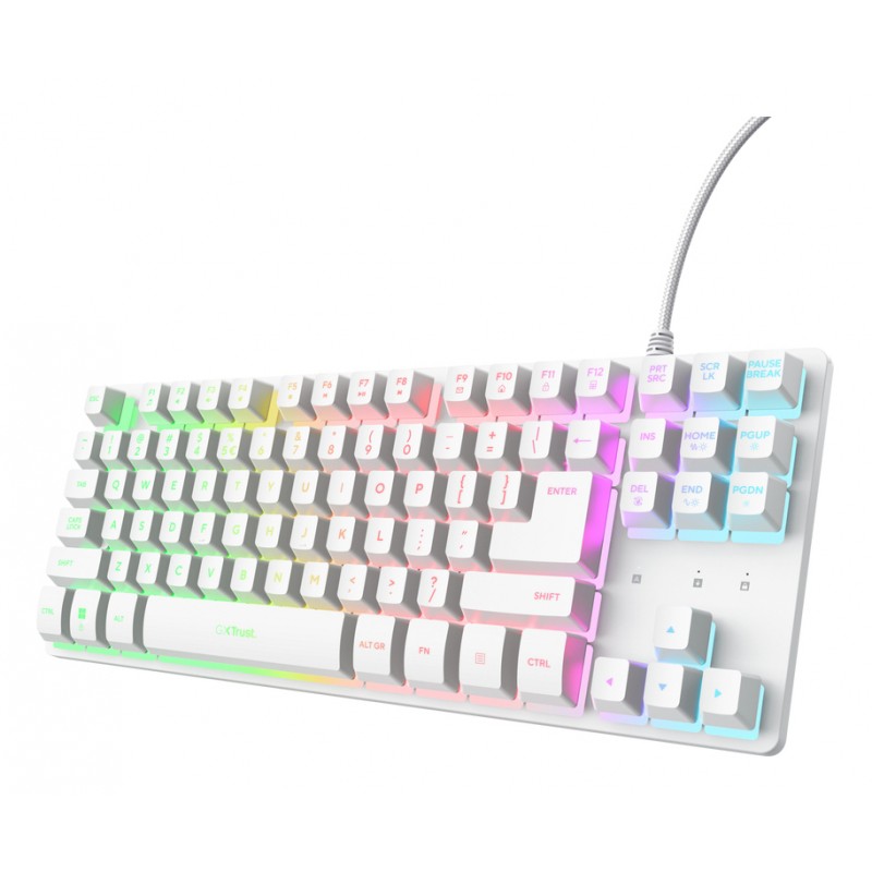 Trust - GXT 833W Thado TKL teclado Juego USB QWERTY Español Blanco 25896