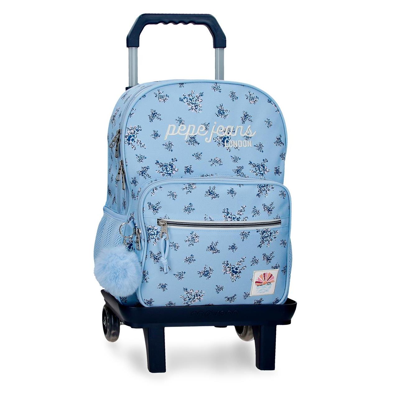 Mochila escolar con carro Pepe Jeans Olivia 30x40x12cm Azul Claro