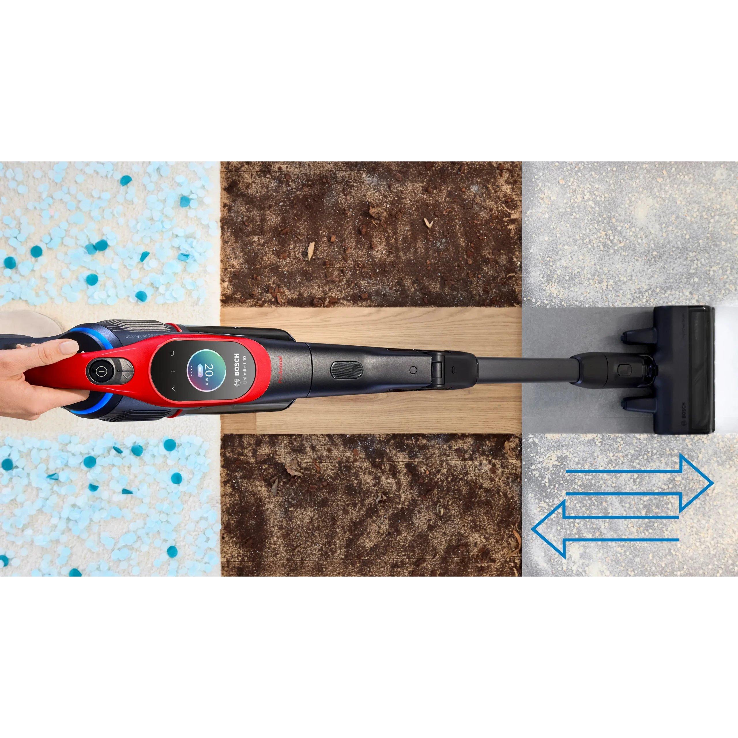 Bosch - Aspiradora escoba sin cable BCS1041PET Unlimited 10 ProAnimal para hogares con mascotas, 18 V, 80 min autonomía, filtro MicroClean y cepillo especial pelo animal