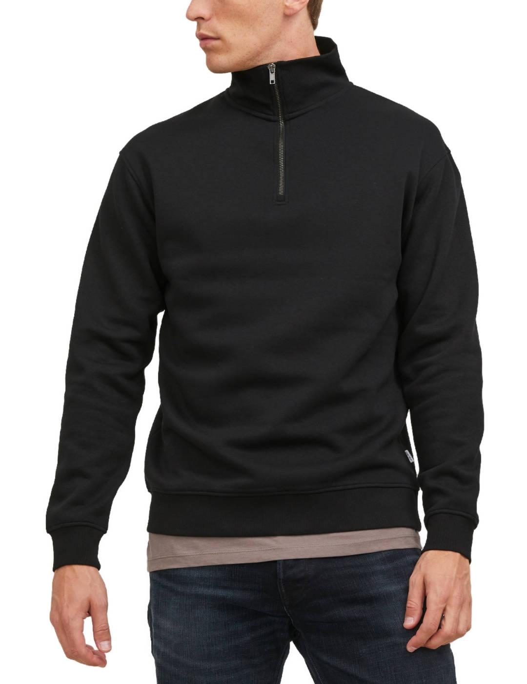Sudadera Jack&Jones Bradley negra media cremallera de hombre