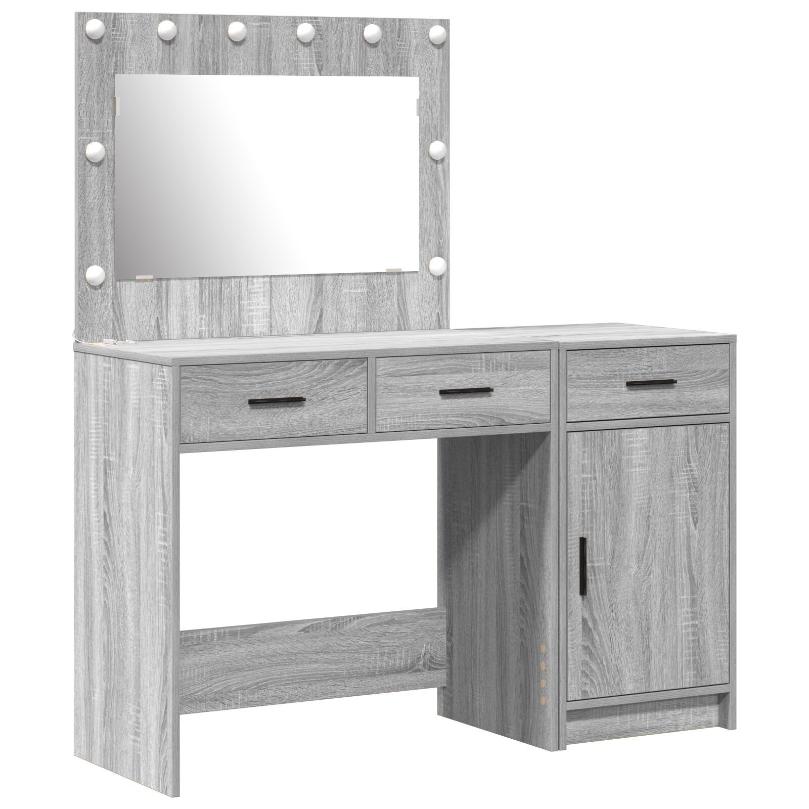 Conjunto de tocador de 2 piezas vidaXL con LED en gris de madera de ingeniería Sonoma