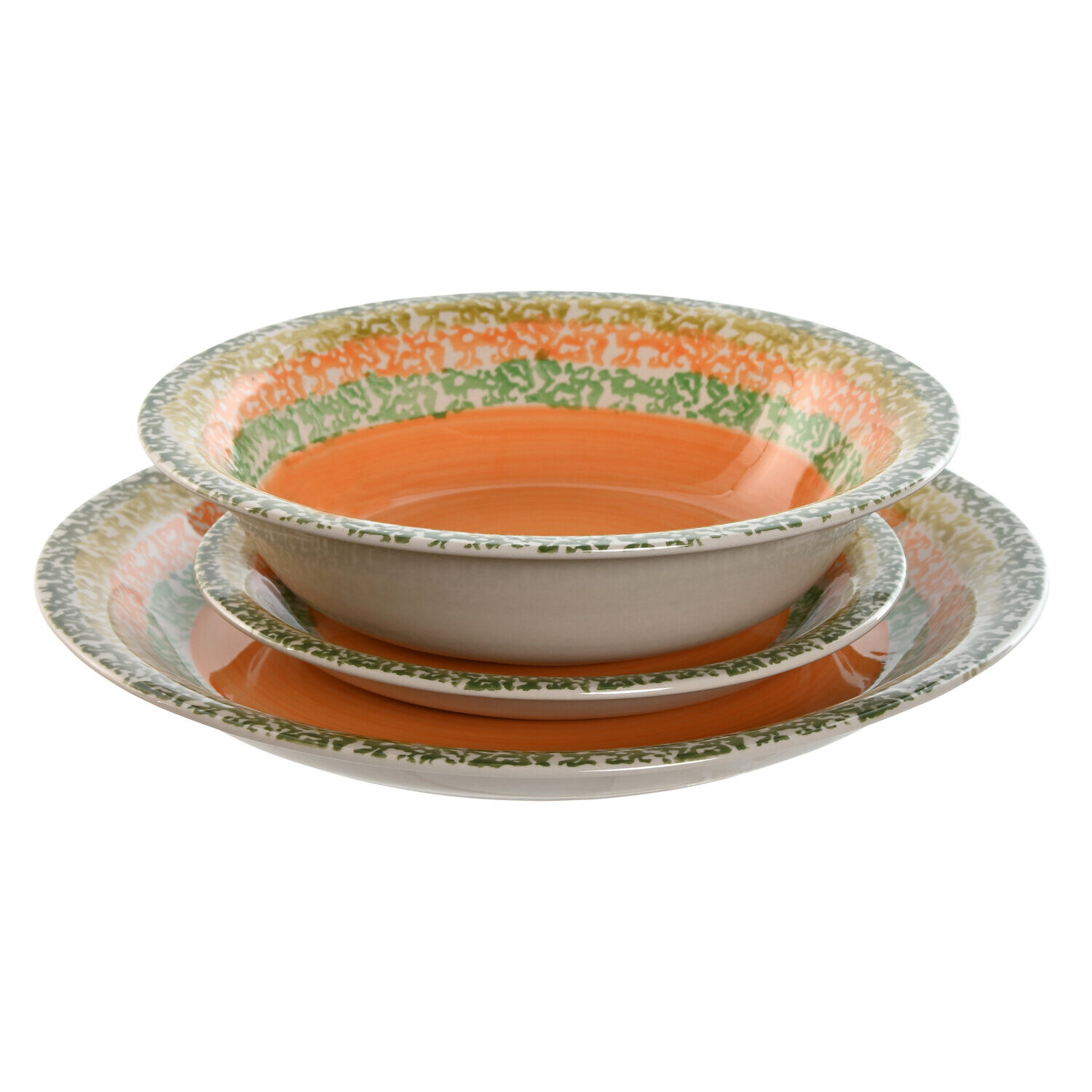 Vajilla set 18 gres 27x27x2 naranja , La mejor decoración para tu hogar.