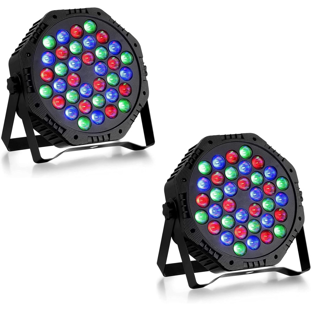 2 Focos de luces con 36 LED RGB, Luz con Control DMX y Activación de Sonido, Iluminación de escenarios (2 Piezas) COSHANO
