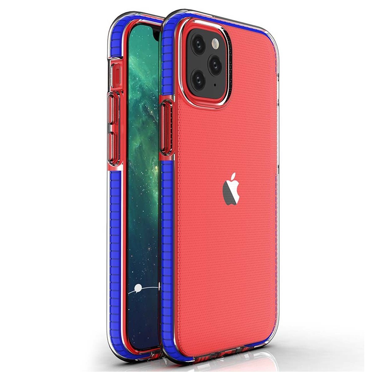 Tumundosmartphone Funda Silicona Gel Tpu transparente con Marco Azul para Iphone 12 Mini (5.4)