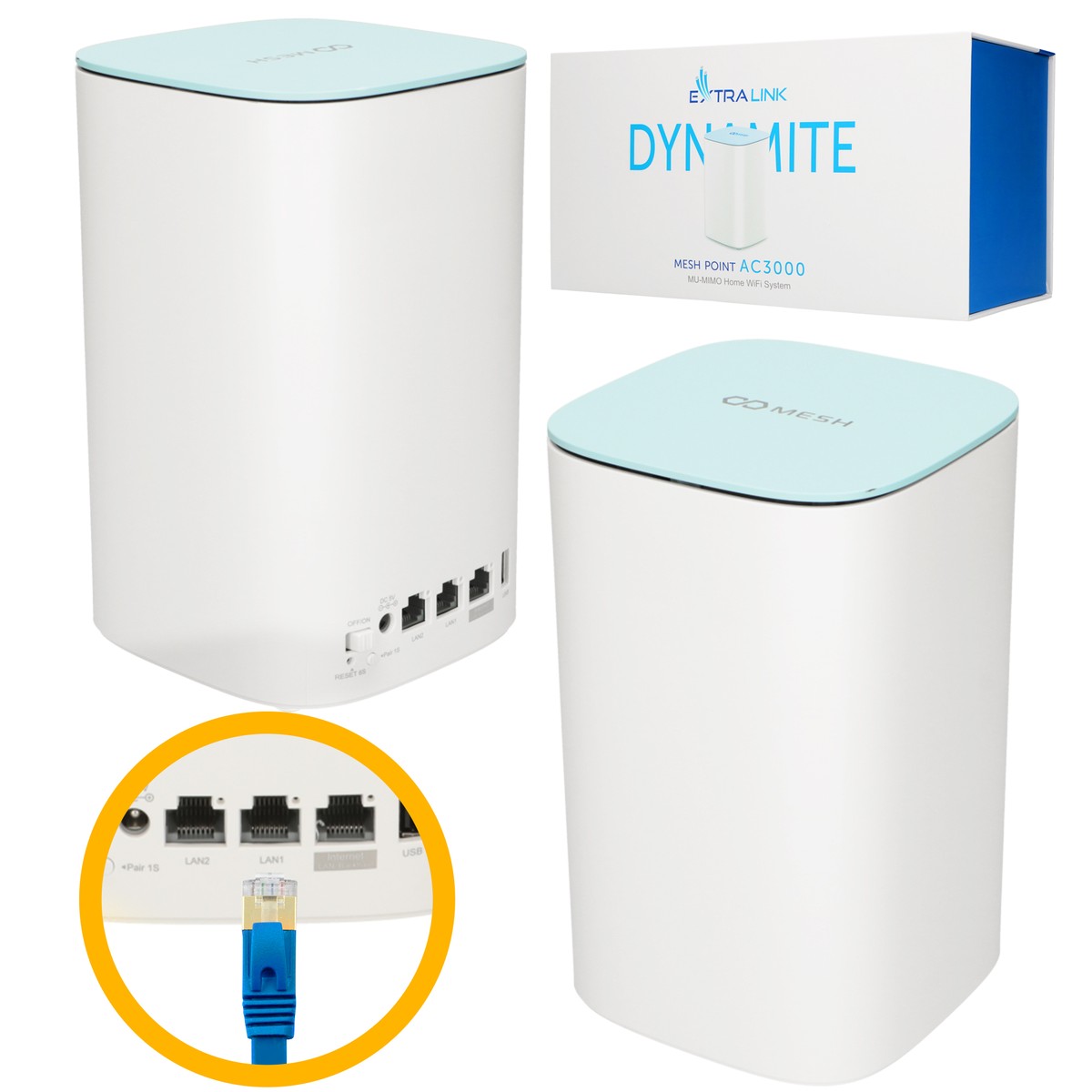 Extralink dynamite c31  mesh  ac3000, mu-mimo, home wifi mesh system
