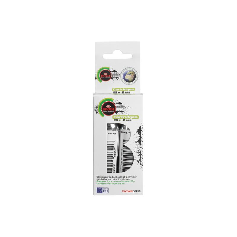 BARBIERI - Bombona CO2 25 GRS. para sistemas de iluminación interior, compatible con lámparas de techo, apliques pared interior y luces interiores, blister de 2 piezas