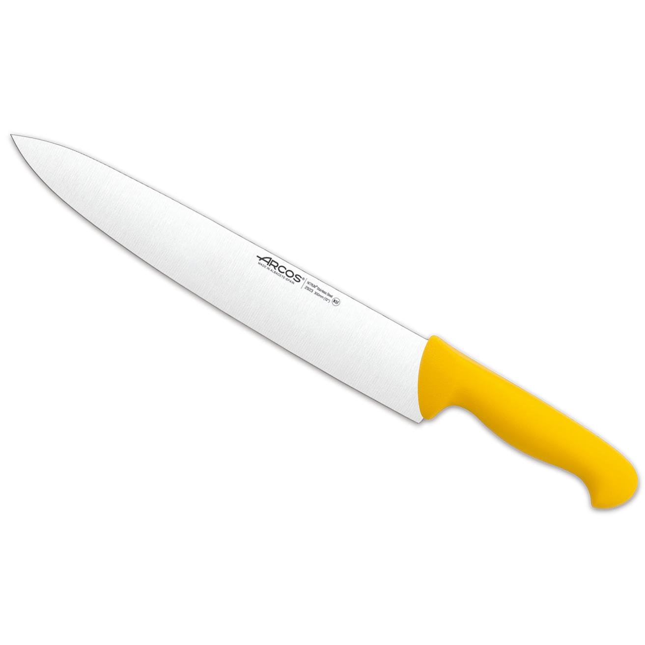 Arcos Cuchillo Cocinero Profesional - Hoja de Acero Inoxidable NITRUM 300 mm - Durabilidad y Corte Superior - Serie 2900 - Mango Polipropileno Amarillo