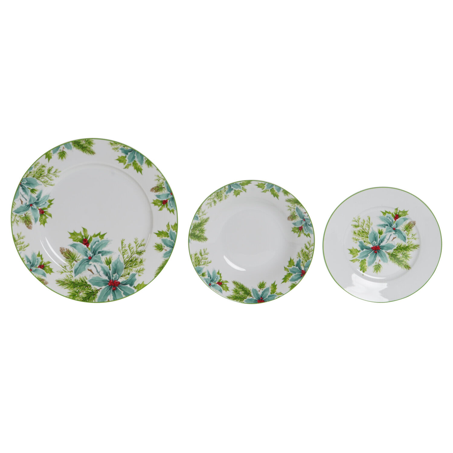 Vajilla set 18 porcelana 27x27x2 hojas verde , La mejor decoración para tu hogar.