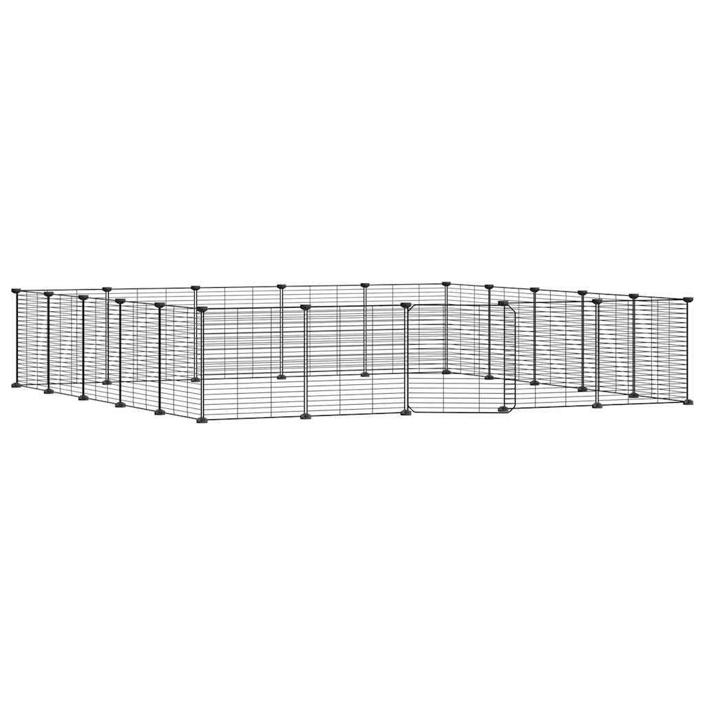 vidaXL Jaula para Mascotas de 20 Paneles Puerta Acero Negro Animal Pequeño 35x35cm Altura de la rejilla (Cada una) 4.3 cm, 1.5 cm