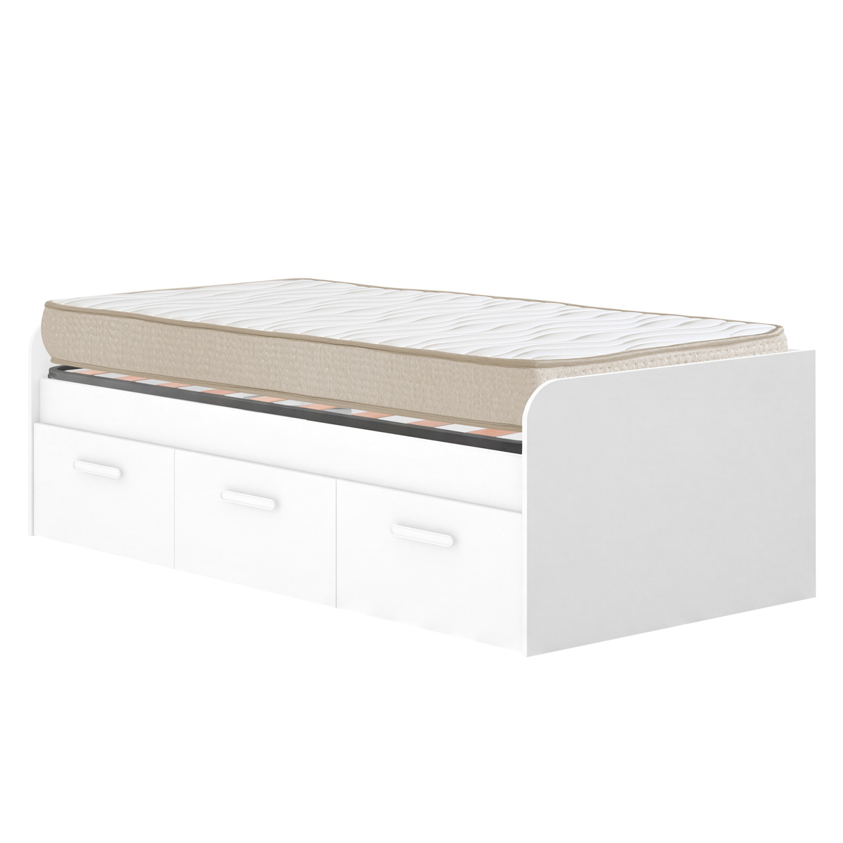 Pack ahorro juvenil Cama Mek con cajones, Colchón viscoelástico Nova y Somier 90 x 190 cm | Subida a domicilio