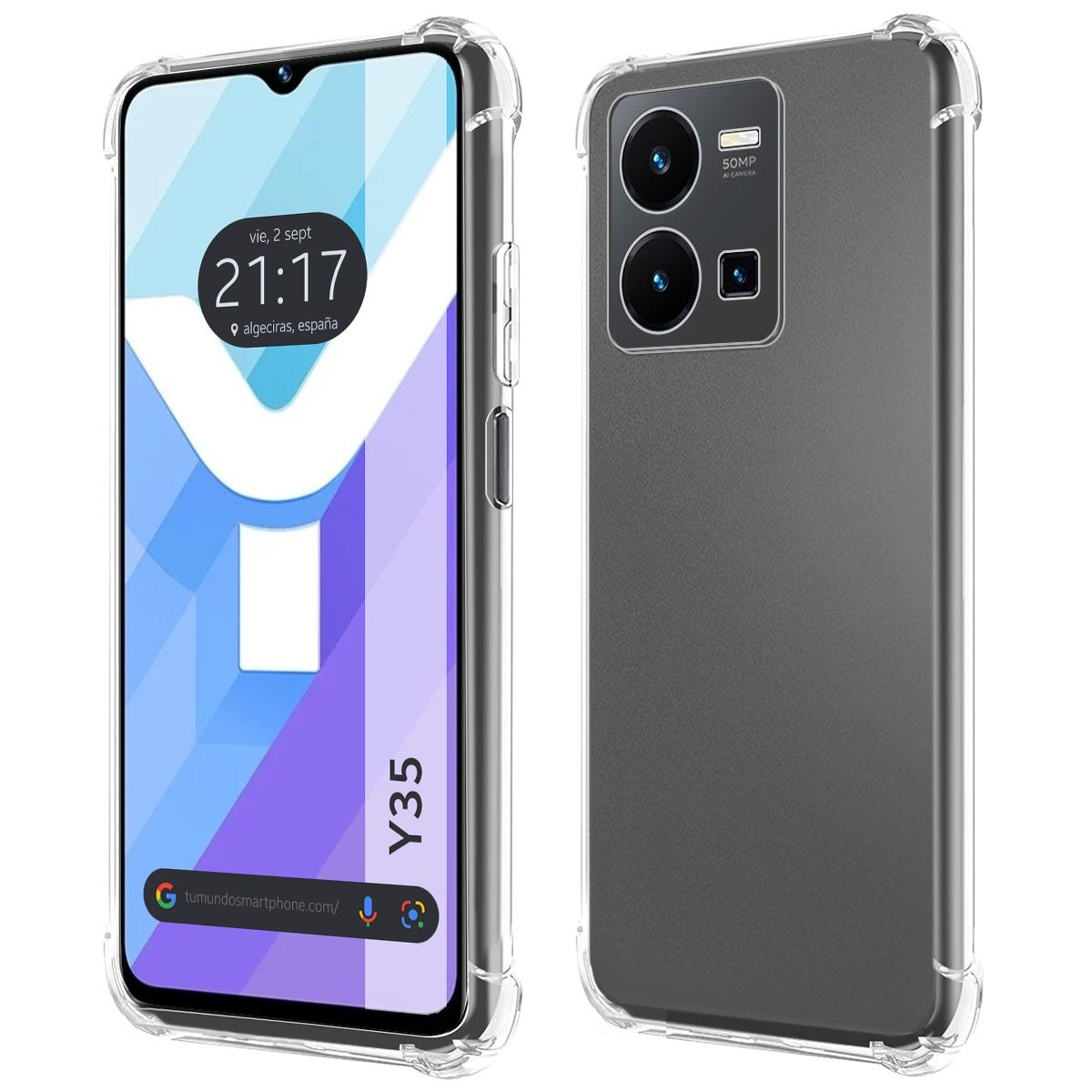 Tumundosmartphone Funda Silicona Antigolpes TPU para Vivo Y35 con Refuerzo en Esquinas