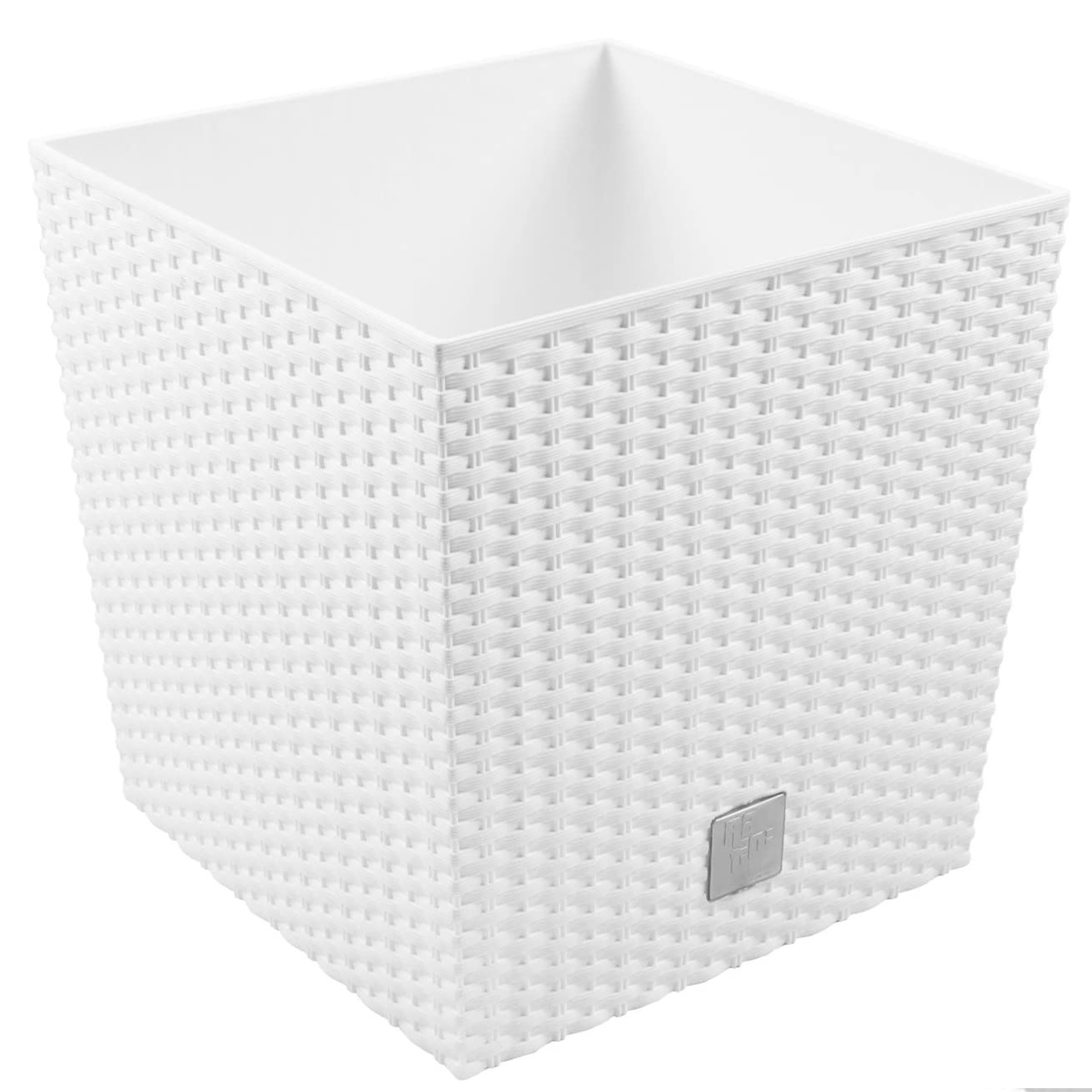 Maceta Prosperplast Rato Quadro Bajo 10L con Cubilete para Plantar en Color Mocca
