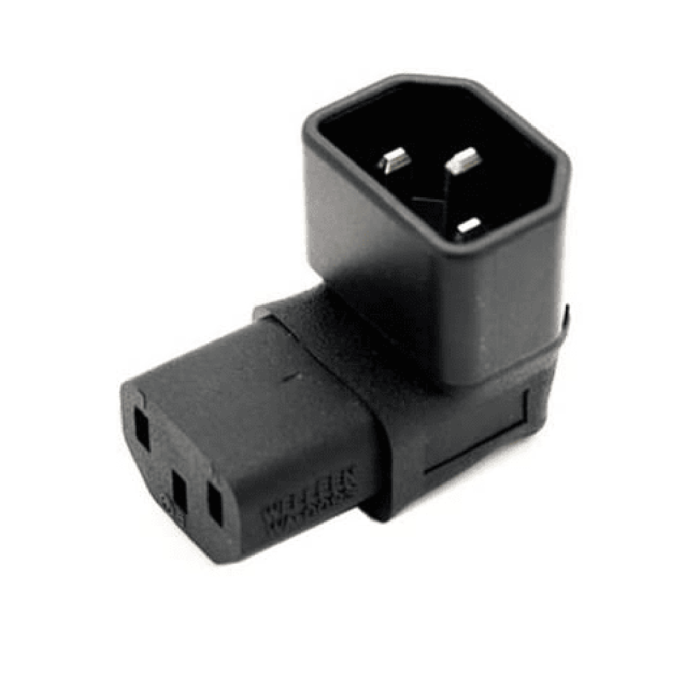 CABLEPELADO Adaptador IEC C14 a C13 acodado, Adaptador C14 a C13, Conector IEC 320 C13 a C14 de 90Grados | 10A 250V | Apto para Ordenador, Monitor, Impresora, SAI, UPS, Servidores | Negro | 90º