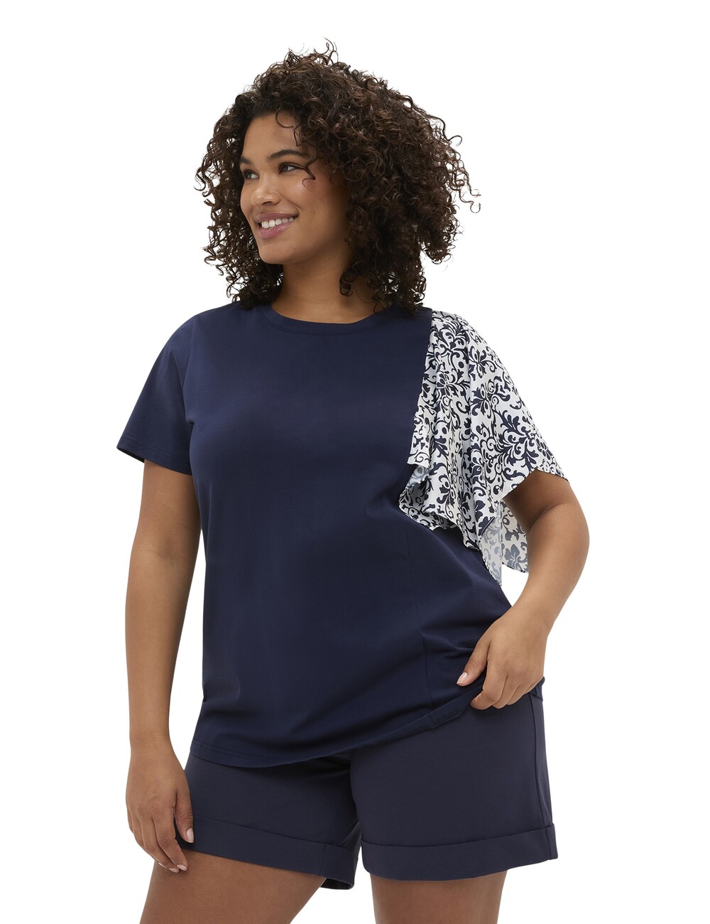 Fiorella Rubino - Camiseta bimaterial con manga estampada
