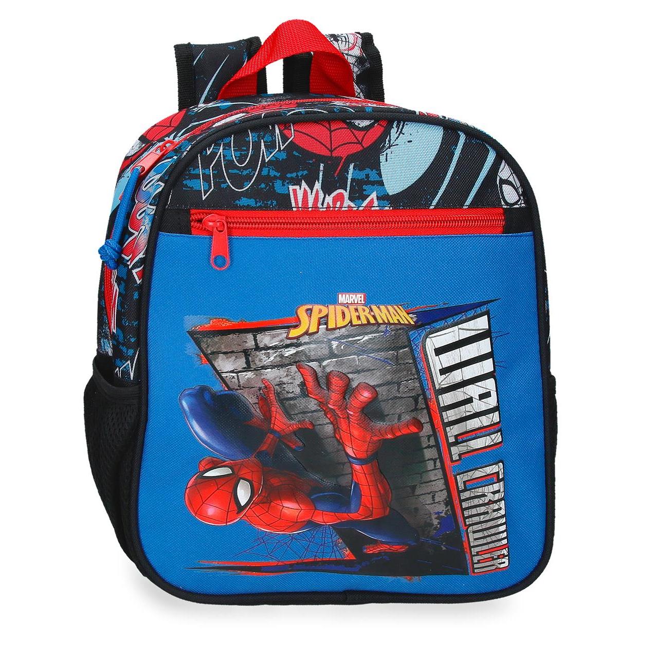 Mochila escolar adaptable a carro Spiderman Wall Crawler 23x28x10cm Negro