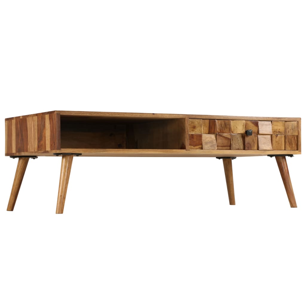 Vidaxl Mesa de Centro Madera Maciza Sheesham Acabado Miel 110x50x37 Cm