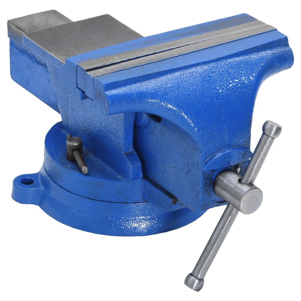 vidaXL Tornillo de Banco Herramienta Taller Fábrica Hierro Fundido Azul Dimensiones 100 mm,  125 mm,  150 mm y mas