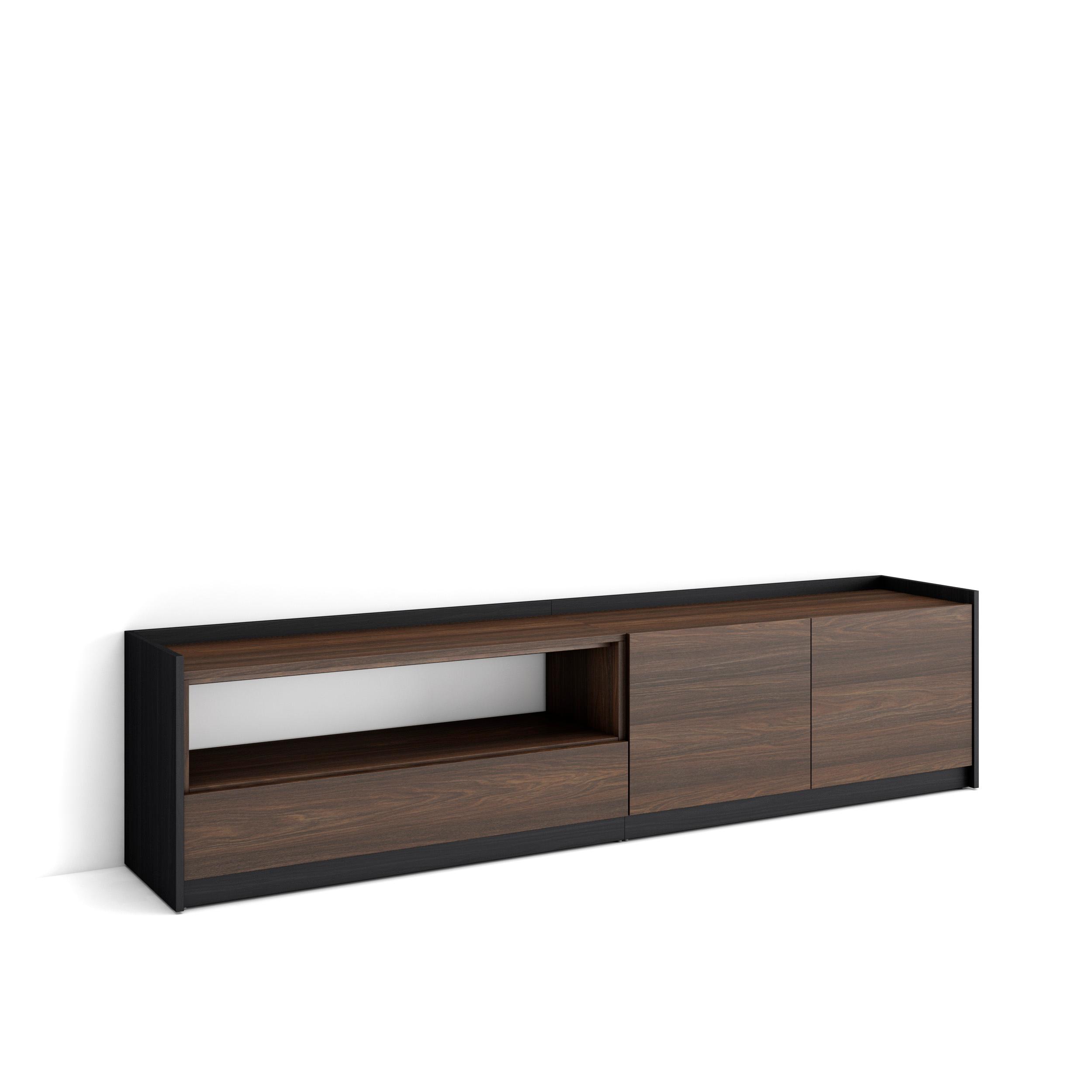 Skraut Home, Mueble TV, Televisión, Muebles de salón, almacenaje, 207x37x50 cm, Para TV hasta 80", Con almacenamiento