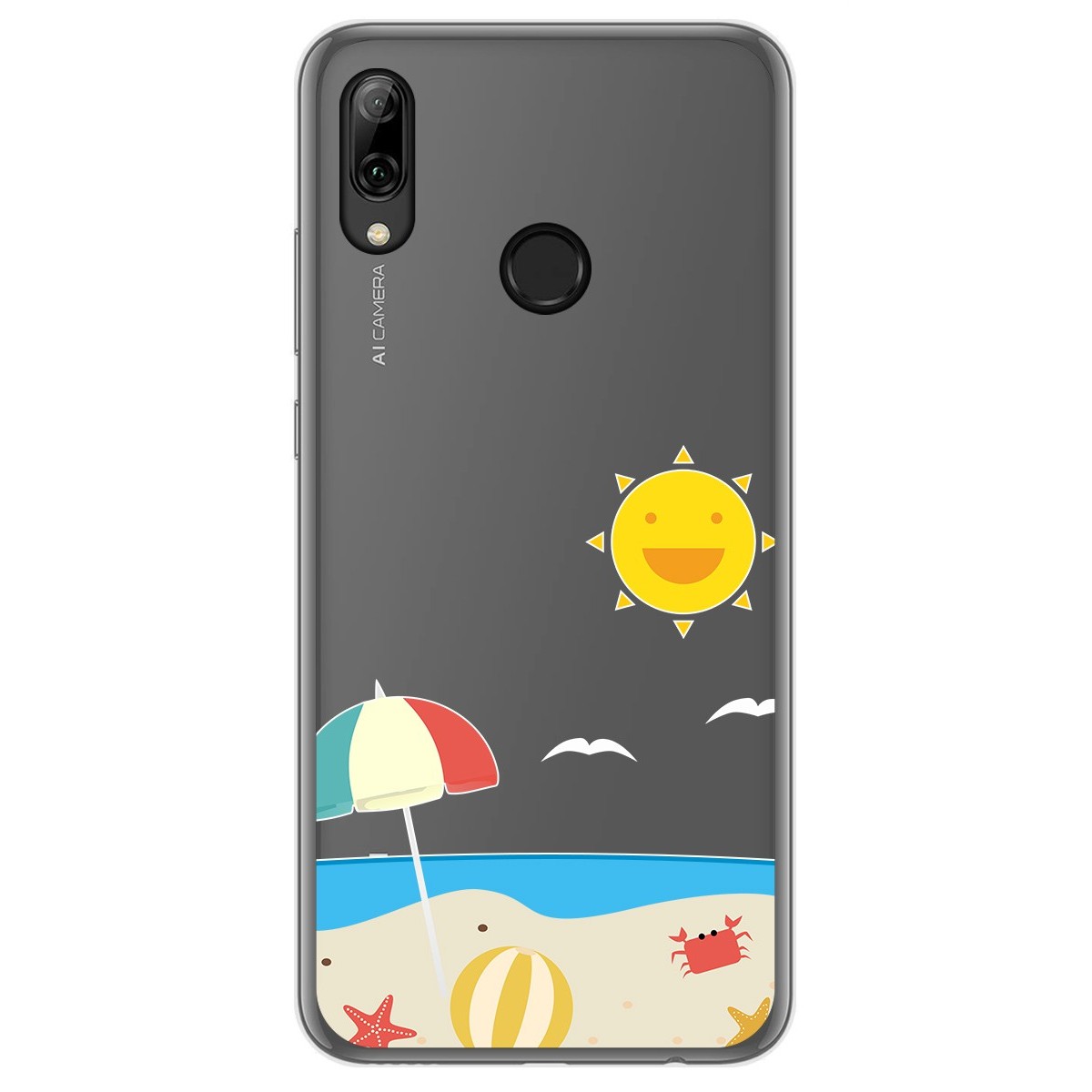 Tumundosmartphone Funda Gel Transparente para Huawei P Smart 2019 / Honor 10 Lite diseño Playa Dibujos