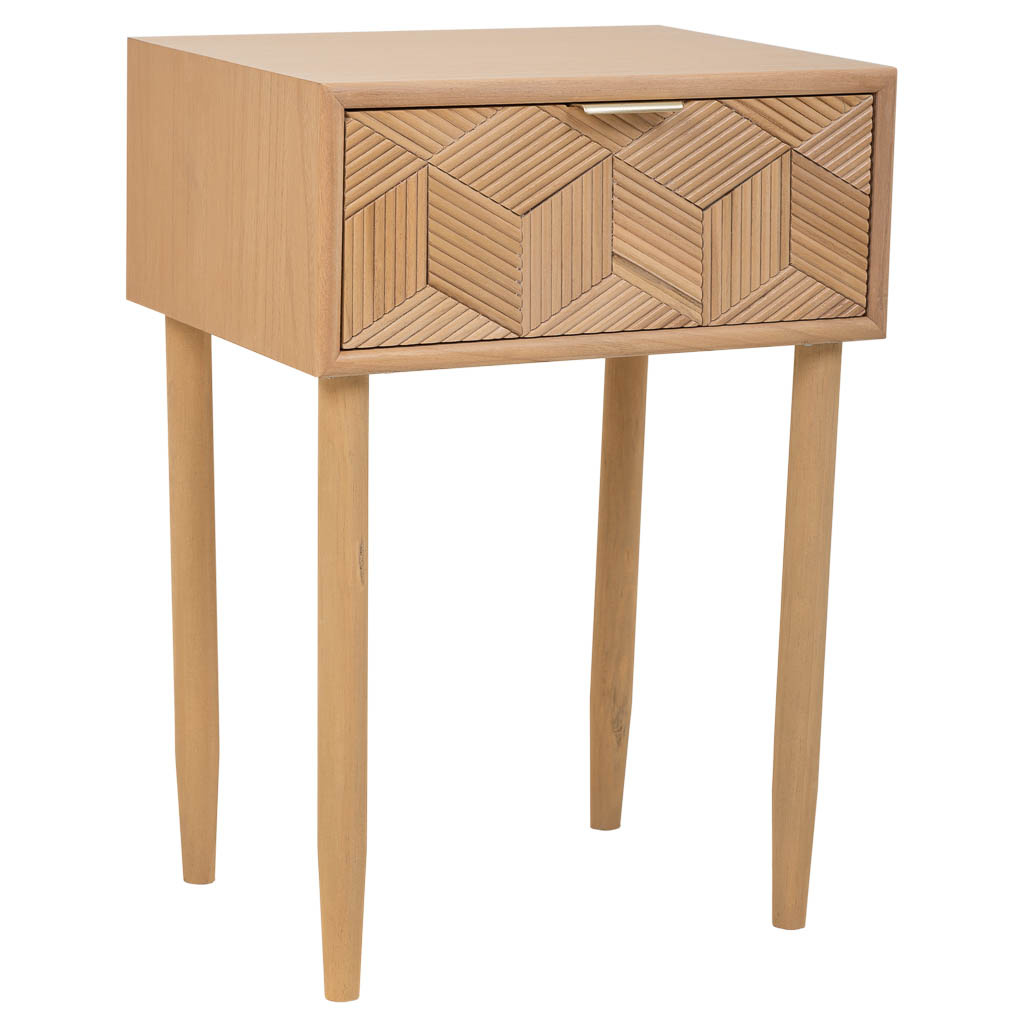 Wonderlust Deco - Mesita  de madera de 1 cajon marron 41x33x60 Marrón 41x33x60