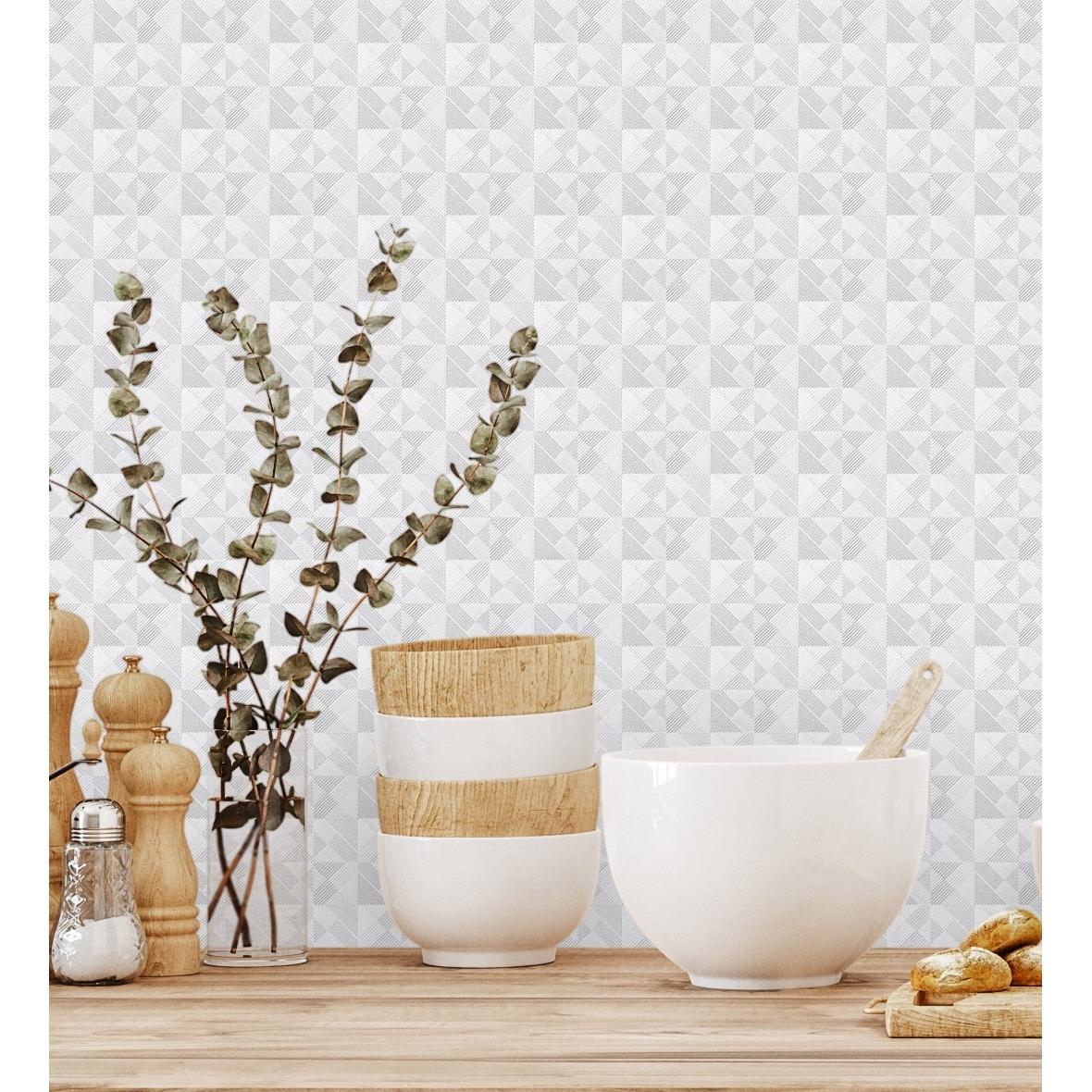 Papel pintado vinílico lavable ligeramente metalizado con textura en relieve - Claxton Tiles 680966 de GAULAN - Rollo de 10 m x 1,06 m