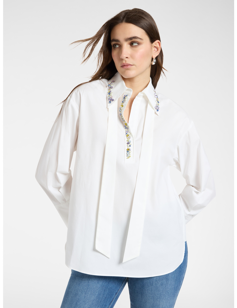 Elena Mirò - Camisa de popelín con cristales