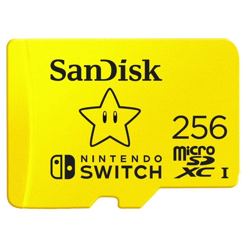 SanDisk - Tarjeta microSDXC UHS-I/U3 de 256 GB para Nintendo Switch con velocidad de lectura hasta 100 MB/s y diseño amarillo resistente