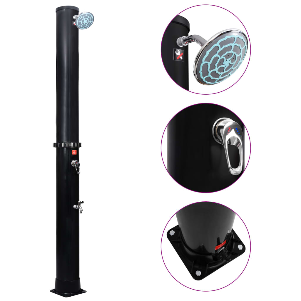 vidaXL Ducha Solar de Jardín con Alcachofa y Grifo 40 L Camping Secundaria Color Negro,  Negro y plateado, y mas