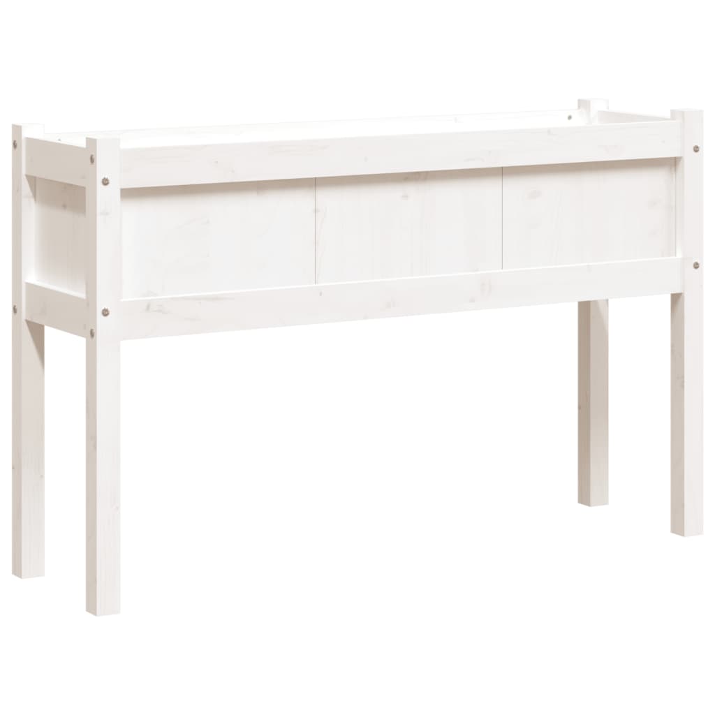 vidaXL Jardinera con patas madera maciza de pino blanco 110x31x70 cm