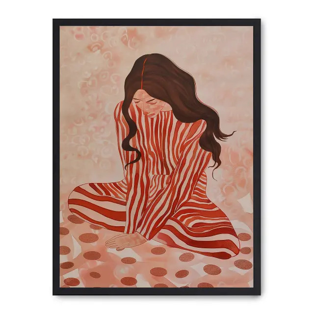Cuadro red stripe 30x40cm, Póster impreso en papel de primera calidad de 180gr, montado sobre marco de madera MDF acabado en negro., Arte - Pinturas