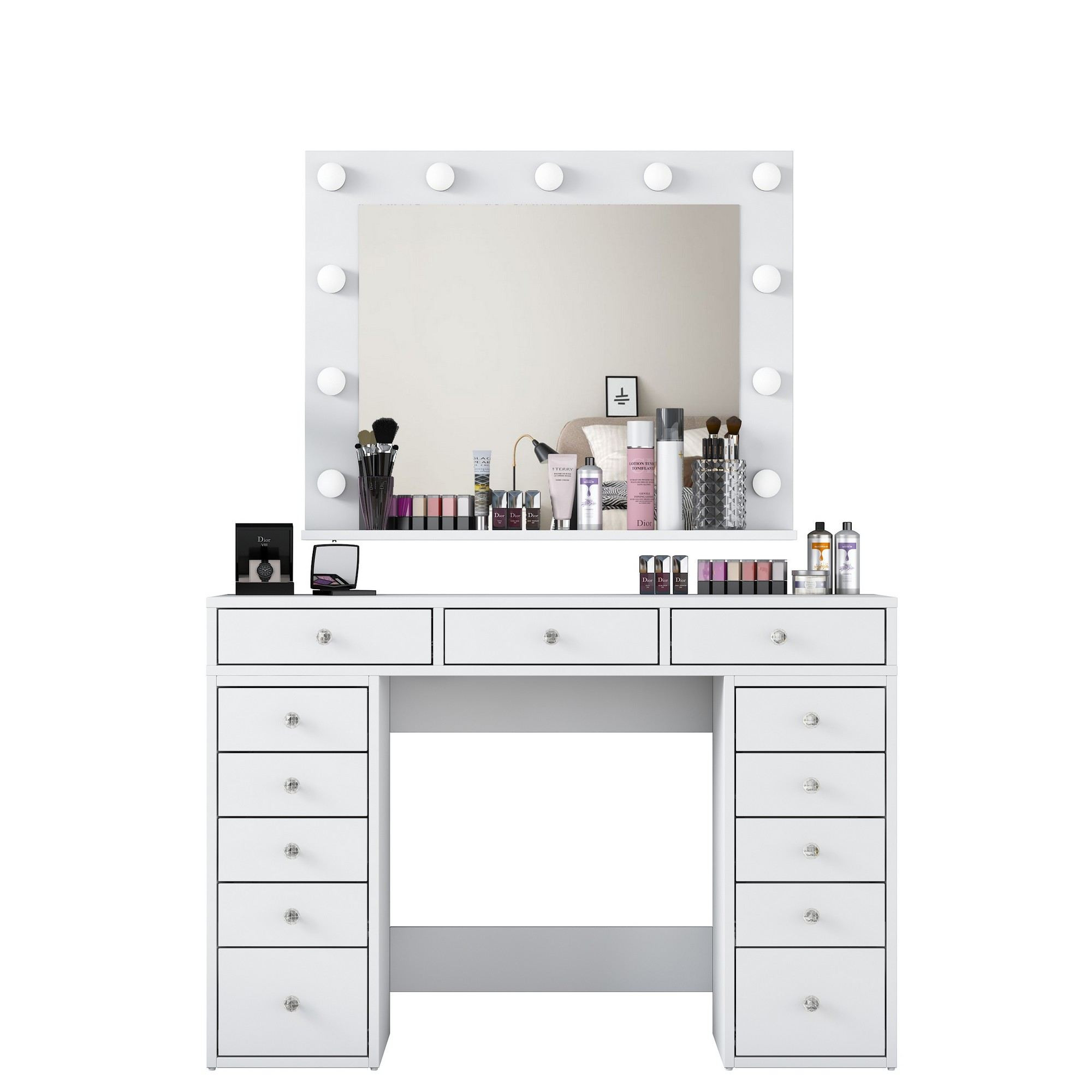 Habitat y Jardin - Tocador "Sirma" con espejo de madera - 120 x 44 x 82 cm - Blanco
