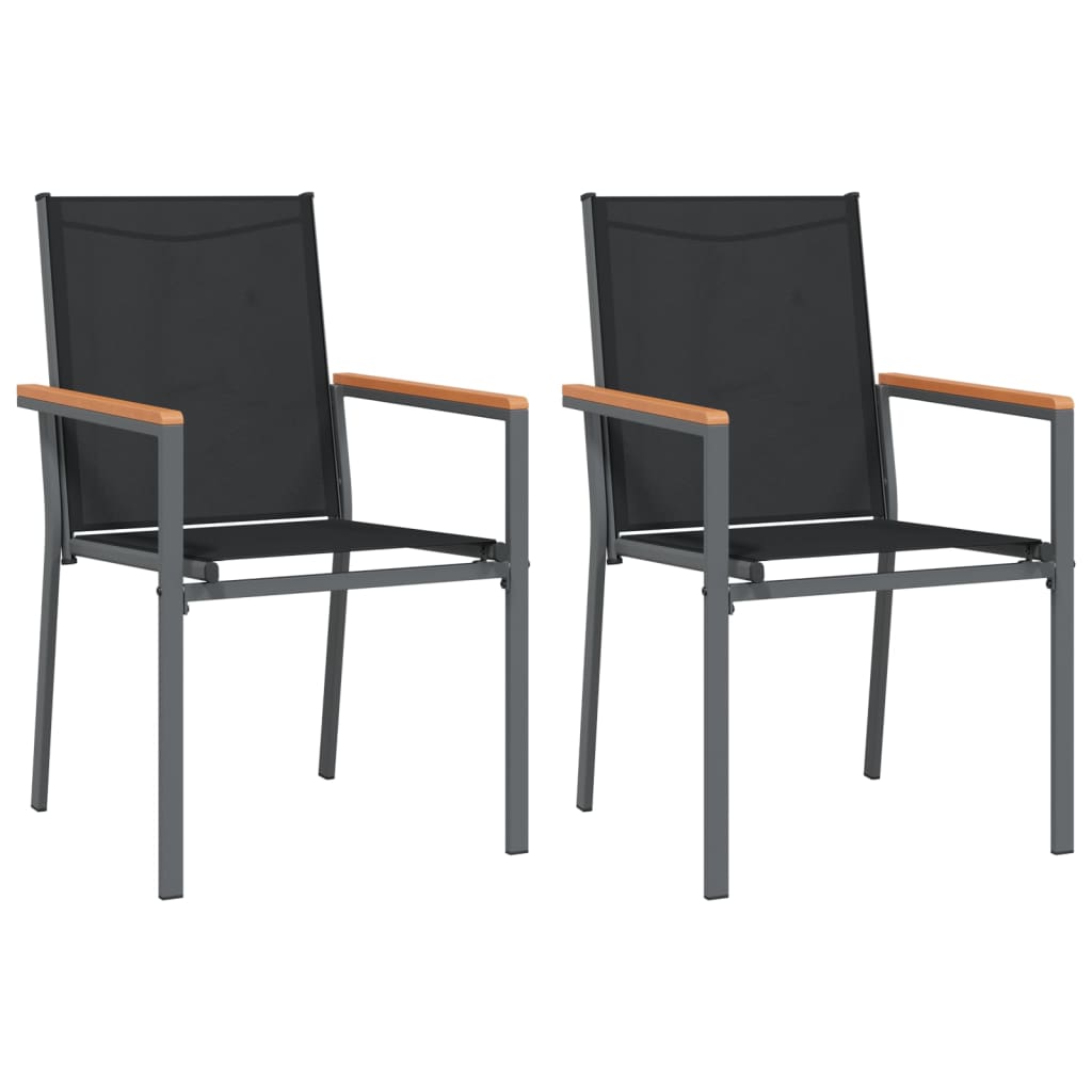 vidaXL Sillas de jardín 2 uds textilene y acero negro 55x61,5x90 cm