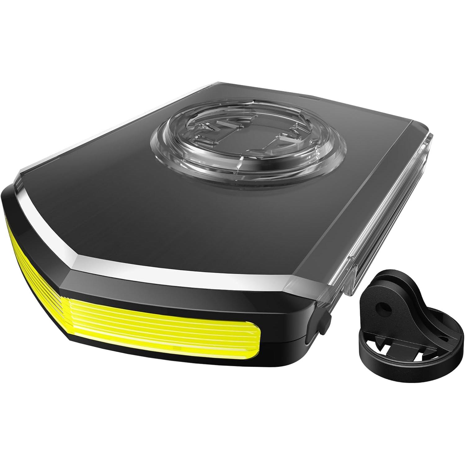 Accesorios de luz de Advertencia de 5 Modos Compatible con Garmin Cycling Computer, USB C Recargable, Soporte para ciclocomputador de liberación rápida。Tipo-C IPX6 a Prueba de Agua.