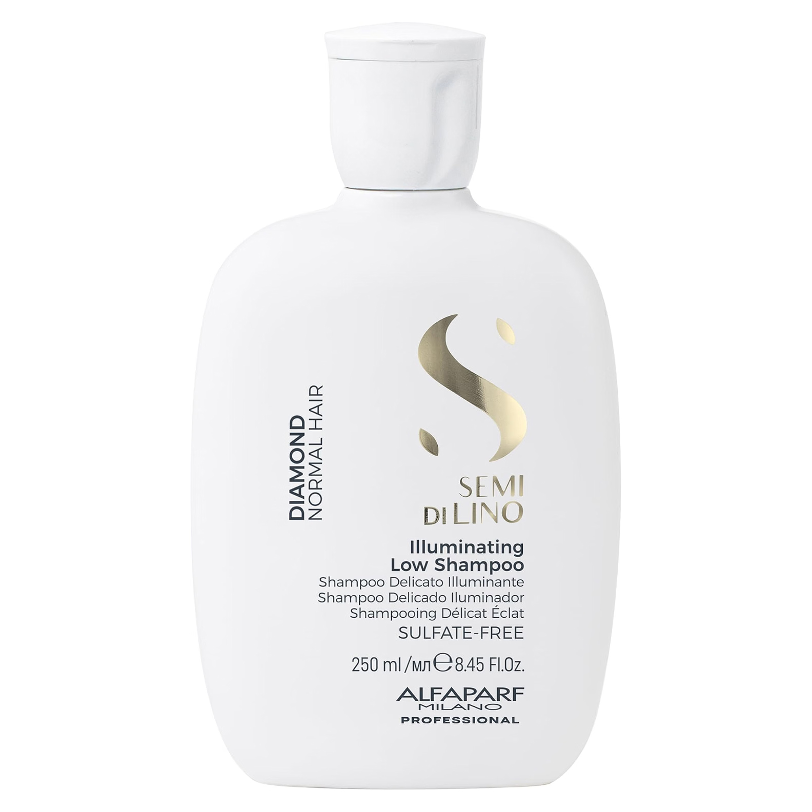 Alfaparf Milano Semi di Lino Diamond Illuminating Low Shampoo 250 Ml. / Champú Iluminador para Cabello Normal / Brillo, Suavidad y Luminosidad.