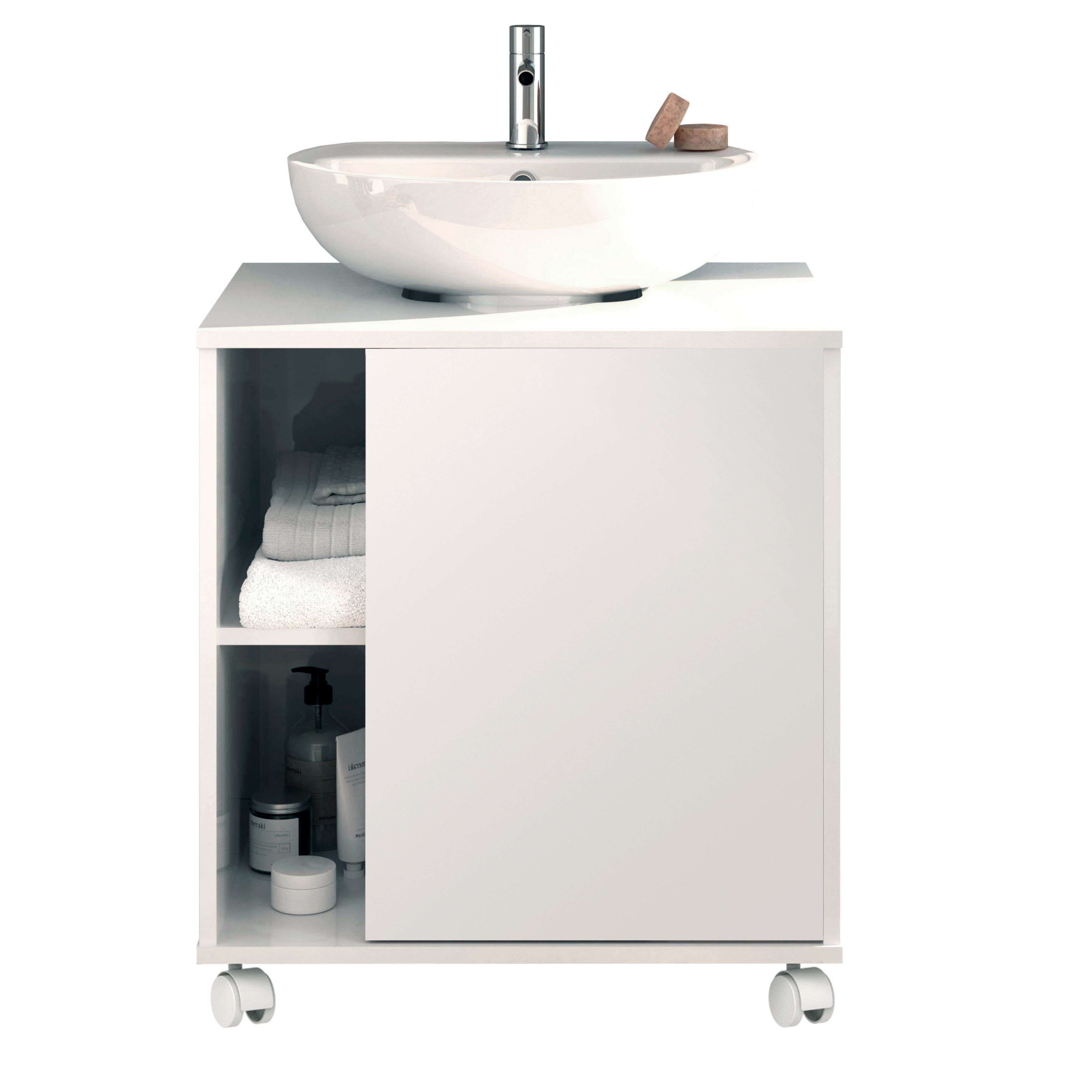Miroytengo Mueble de Baño con Ruedas Sitra Color Blanco Brillo 59 cm