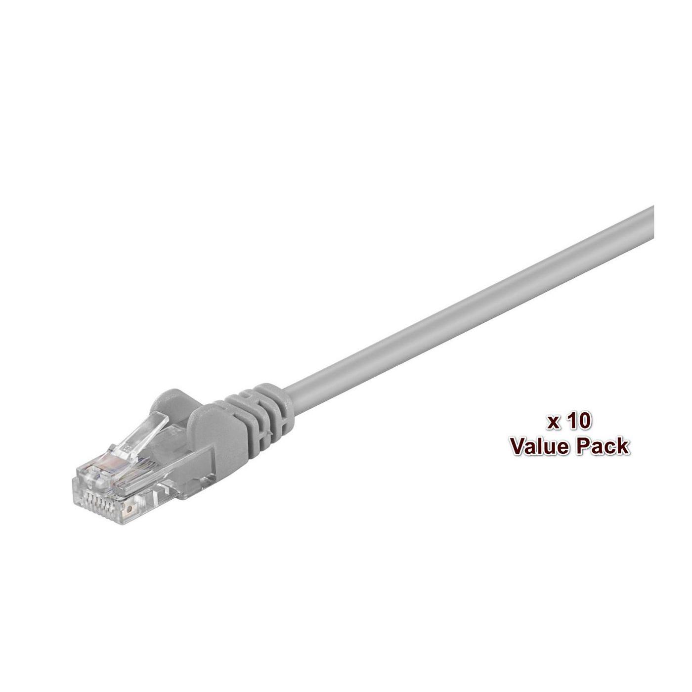 Microconnect Cable de Red U/UTP Cat5e 1m Gris - Paquete de 10