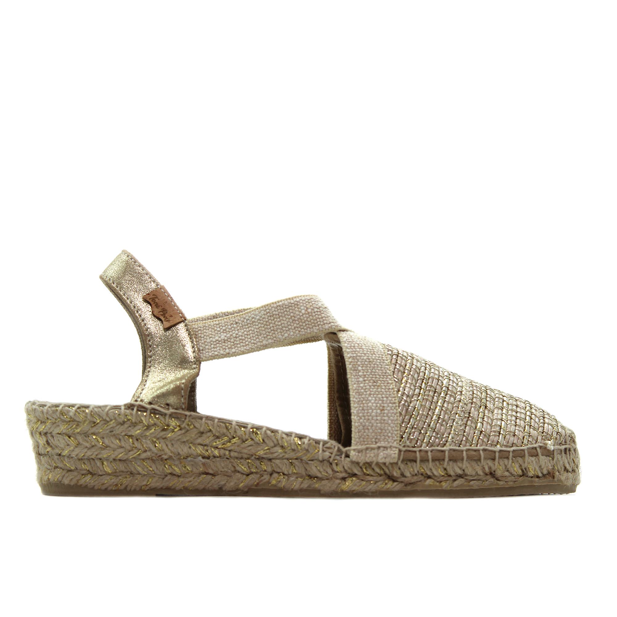Toni Pons VERA-RL Sandalia de pala,tela,cuña y plataforma de esparto,alpargatas,espadril,cuña baja,tiras elásticas para señora