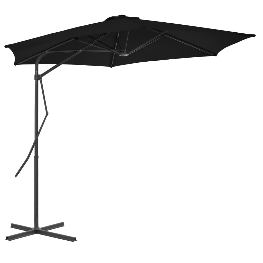 vidaXL Sombrilla de jardín con palo de acero negro 300x230 cm