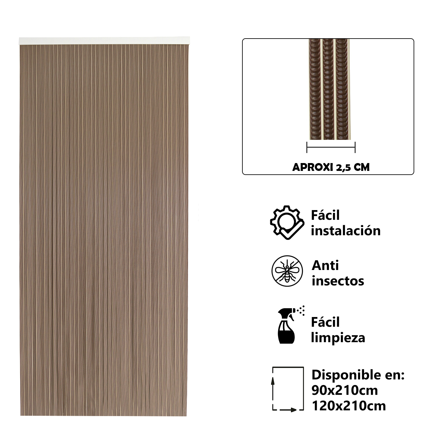 Cortina Plana de PVC Anti insectos para Puerta Exterior o Interior, Material PVC – Libre de Insectos