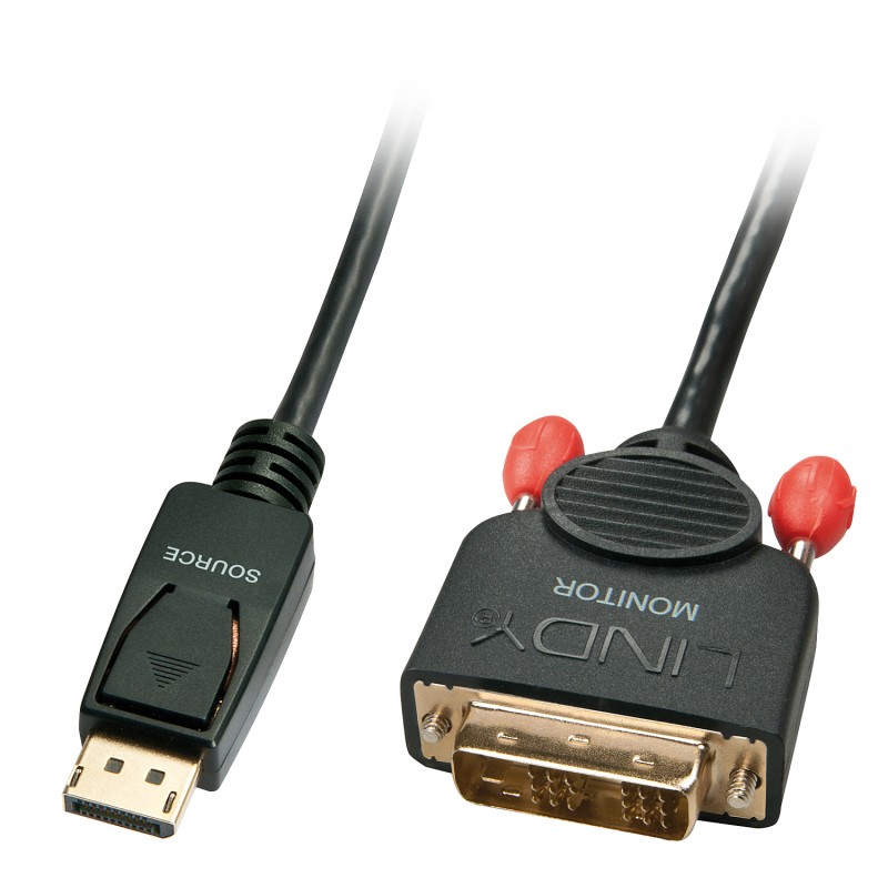 Lindy - 41489 adaptador de cable de vídeo 0,5 m DisplayPort DVI-D Negro 41489