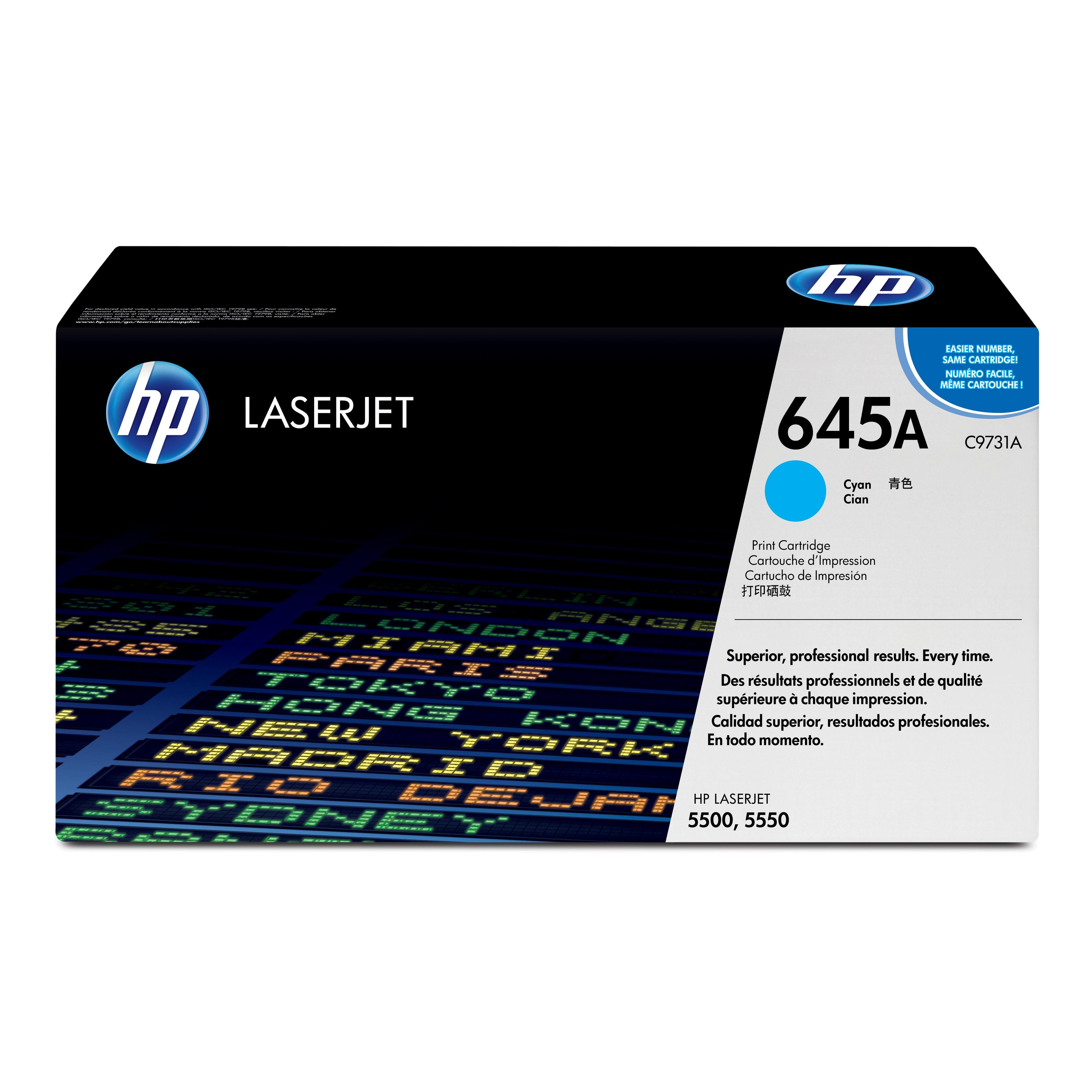 Cartucho de toner original LaserJet HP 645A cyan