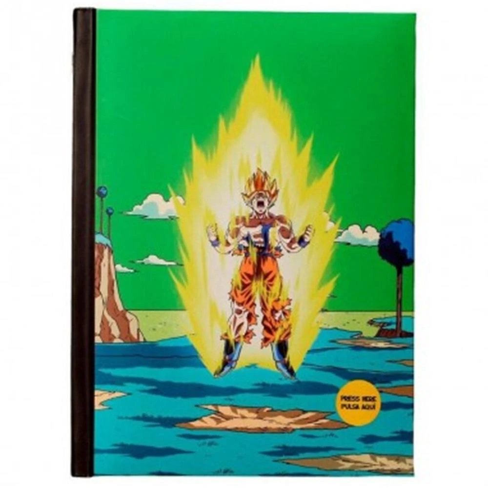 SD Toys - Libreta oficial Dragon Ball Z SDTDRB24985 con iluminación integrada, portada épica Goku Super Saiyajin vs Freezer, tamaño compacto 15 x 20 cm para colección y uso diario
