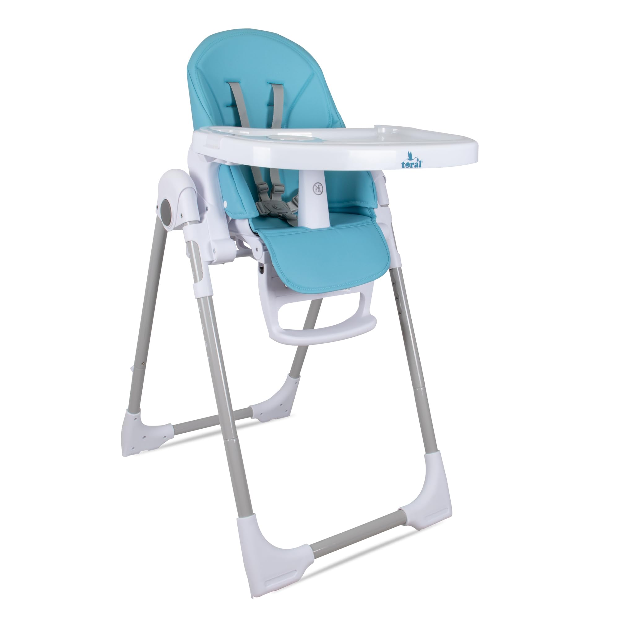 TORAL Trona Bebe Evolutiva - Plegable, Reclinable y Segura - Trona Bebe con Altura y Reposapiés Ajustables - Bandeja Extraíble y Fácil de Limpiar - Trona Portatil Bebe Color Azul