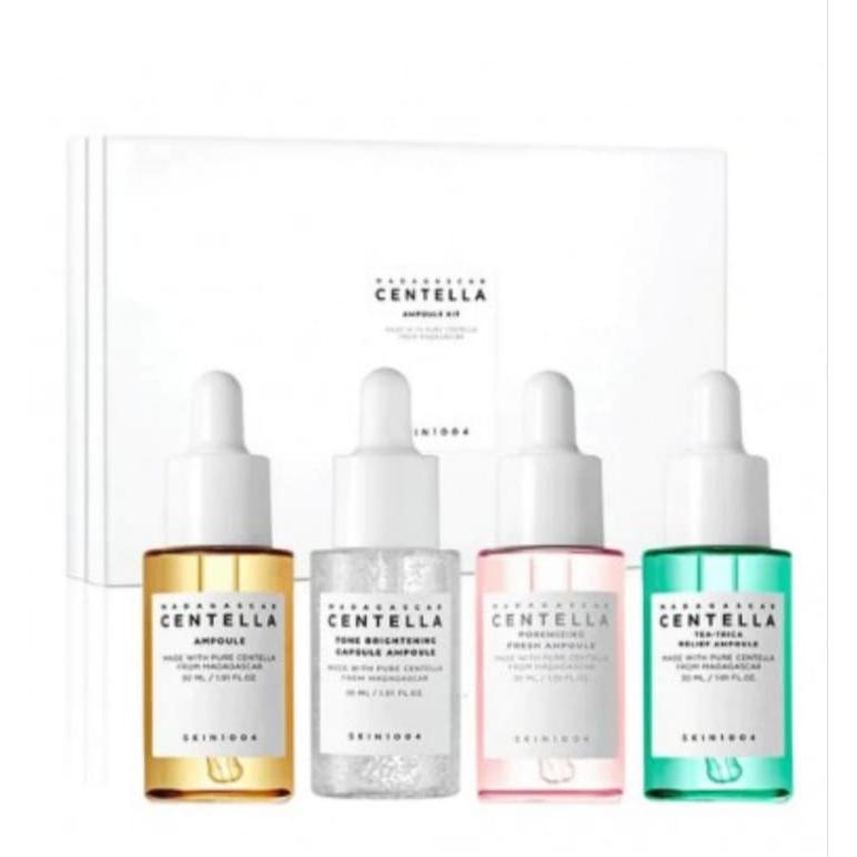 SKIN1004 – Kit de ampollas de centella de Madagascar 30ml x 4 - conjunto versátil de ampollas para el cuidado de la piel con cuatro fórmulas específicas impulsadas por Centella Asiatica de Madagascar.